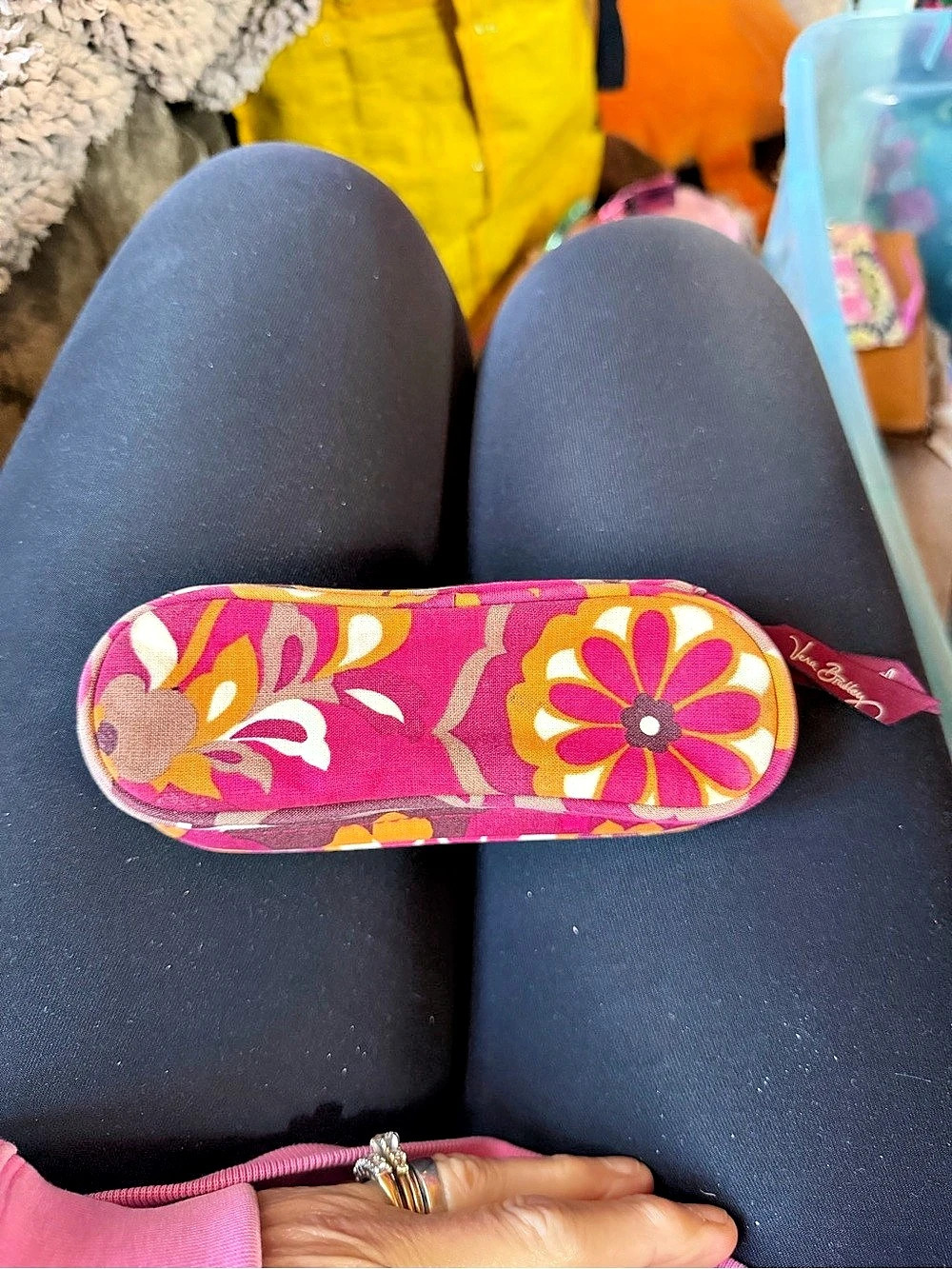 Vera Bradley Hard Shell Eyeglass Case Floral in Pink & Brown